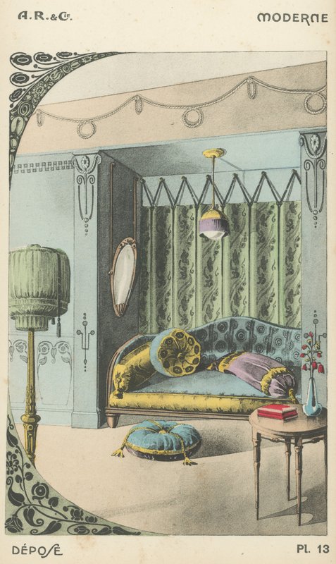 Illustration från inredningsproduktkatalog från A R & Cie, Frankrike av French School