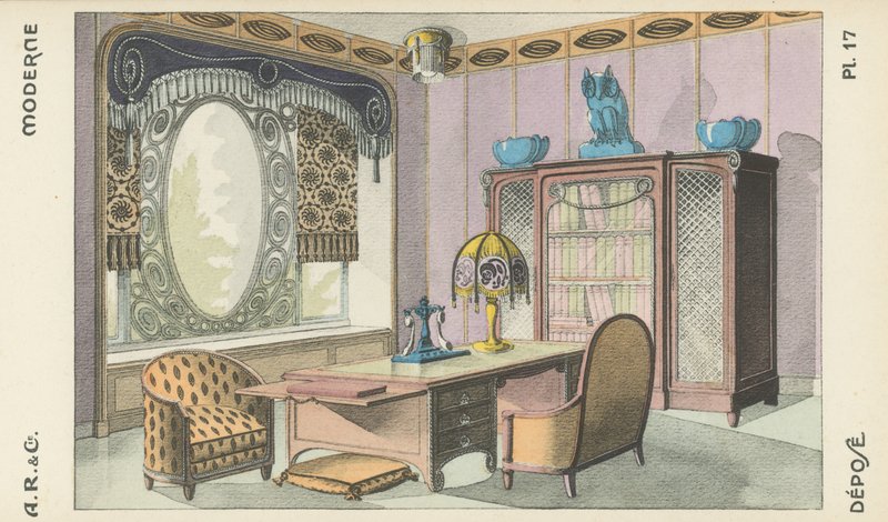 Illustration från inredningsproduktkatalog från A R & Cie, Frankrike av French School