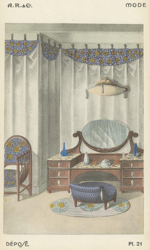 Illustration från inredningsproduktkatalog från A R & Cie, Frankrike av French School