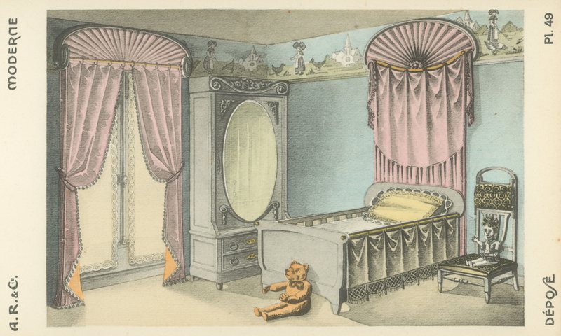 Illustration från inredningsproduktkatalog från A R & Cie, Frankrike av French School