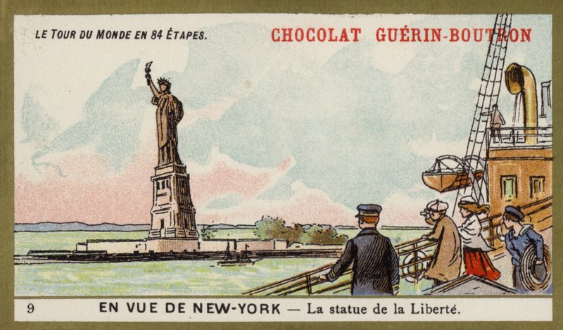 I sikte av New York - Frihetsgudinnan (chromolitho) av French School