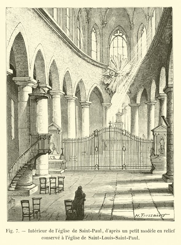 Interiör av kyrkan Saint-Paul, från en liten modell i relief bevarad i kyrkan Saint-Louis-Saint-Paul av French School