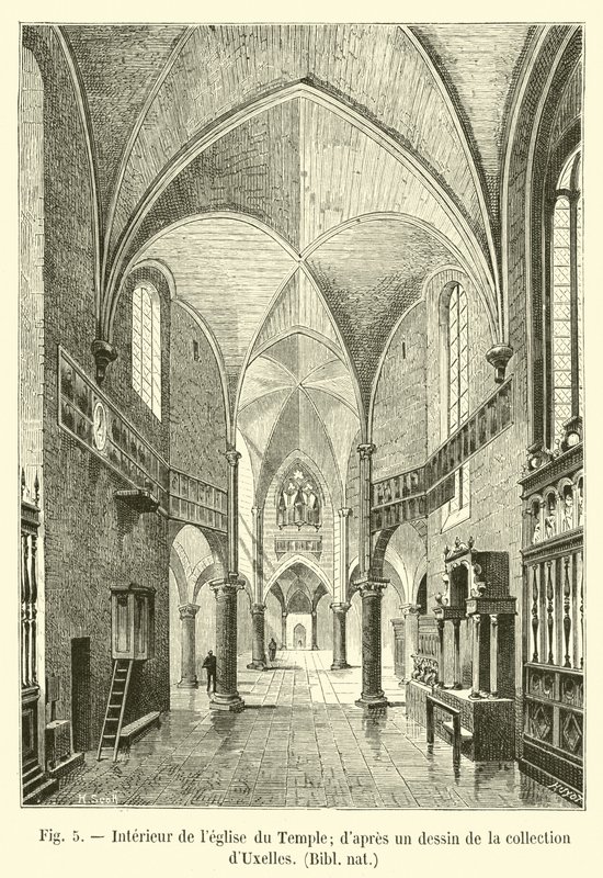 Tempelkyrkans inre; från en teckning i dUxelles samling, Bibl nat av French School