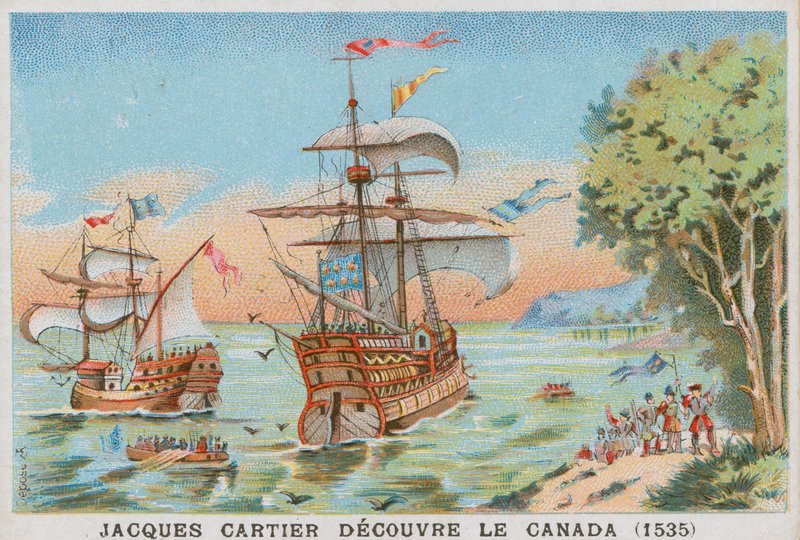 Jacques Cartier upptäcker Kanada, 1535 av French School
