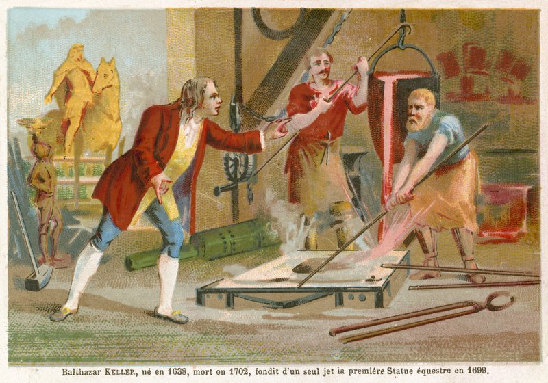 Jean-Balthazar Keller gjuter den första ryttarstatyn 1699. av French School