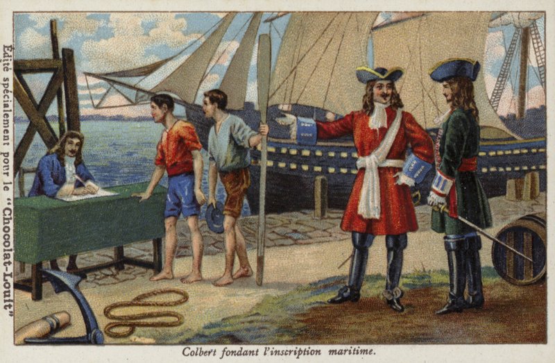 Jean-Baptiste Colbert upprättar det franska sjöregistret, 1600-talet av French School