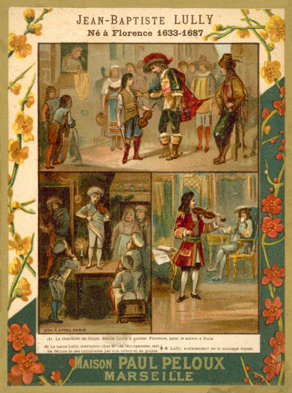 Jean-Baptiste Lully, fransk musiker och kompositör (chromolitho) av French School