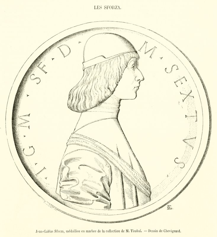 Jean-Galeas Sforza, marmormedaljong från samlingen av M Timbal (gravyr) av French School