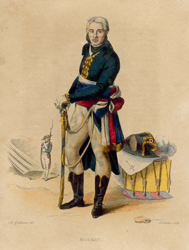 Jean-Victor Moreau (färgad gravyr) av French School
