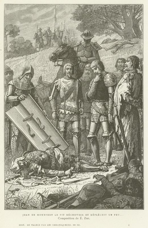 Jean de Montfort upptäcker kroppen av Charles av Blois efter slaget vid Auray, 1364 av French School