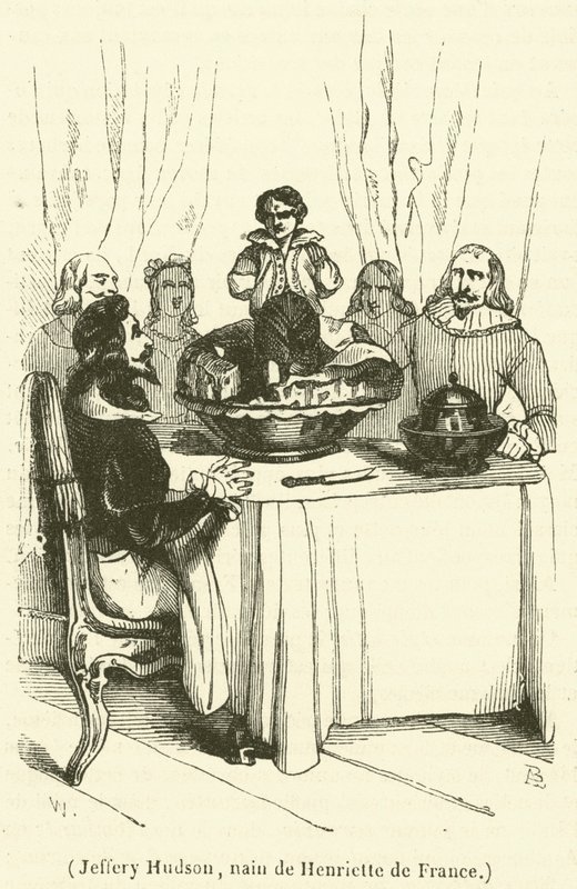 Jeffery Hudson, dvärg från Henrietta av Frankrike (gravyr) av French School