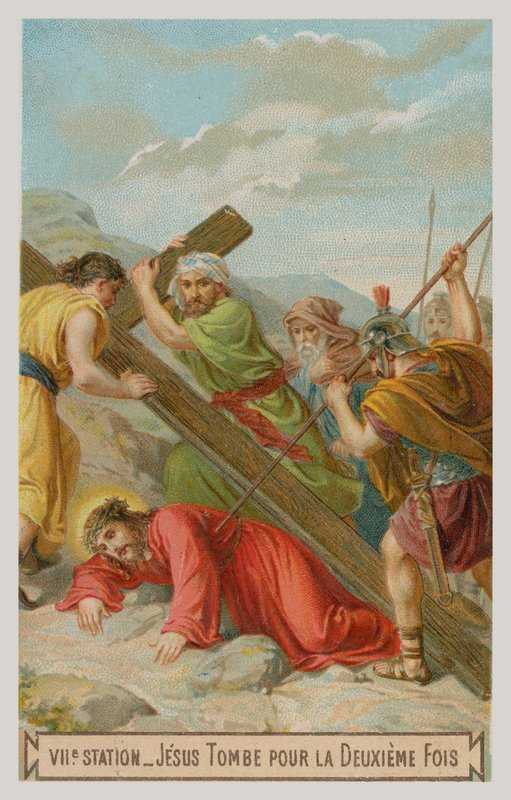 Jesus faller för andra gången. Korsets sjunde station av French School