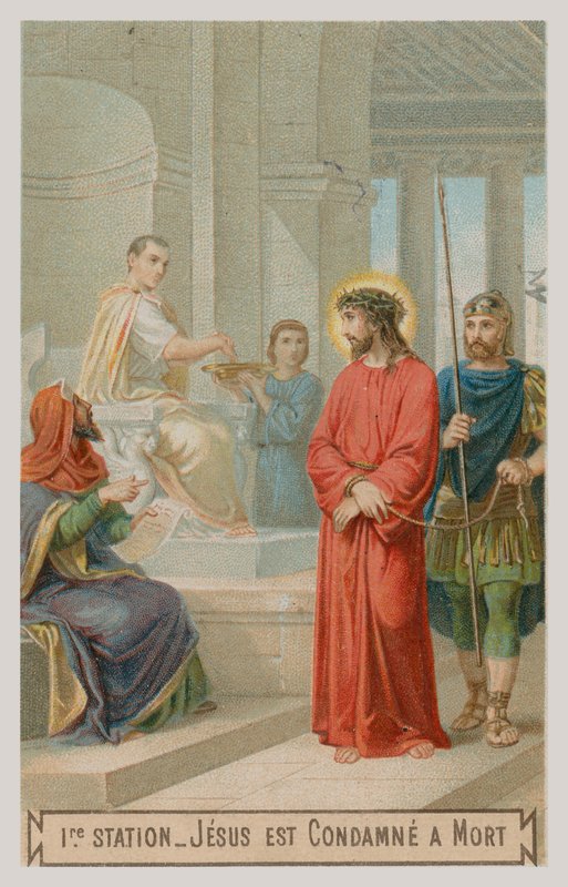 Jesus är dömd till döden. Korsets första station av French School
