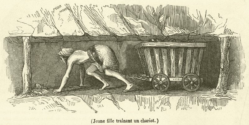 Ung flicka som drar en vagn av French School