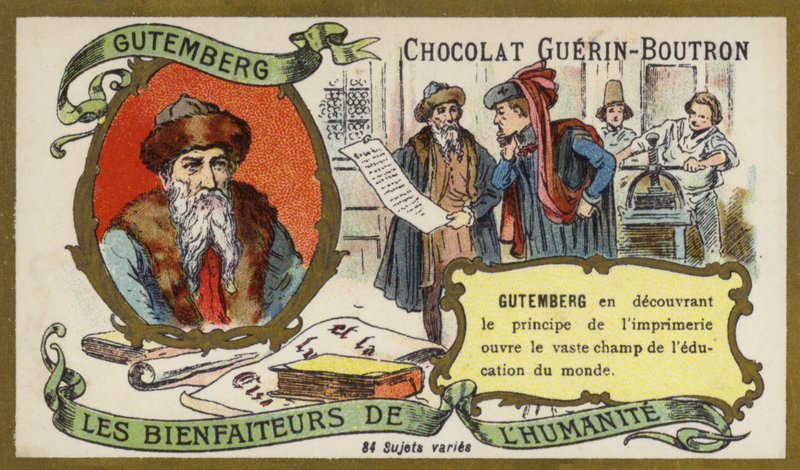 Johannes Gutenberg, tysk, gravör, uppfinnare och tryckare (chromolitho) av French School