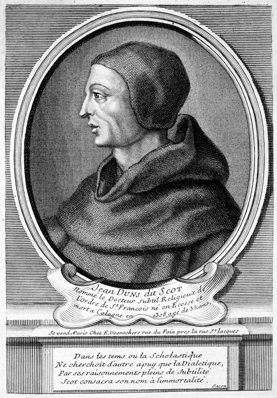 John Duns (Duns Scotus), skotsk katolsk präst, filosof och teolog (gravyr) av French School