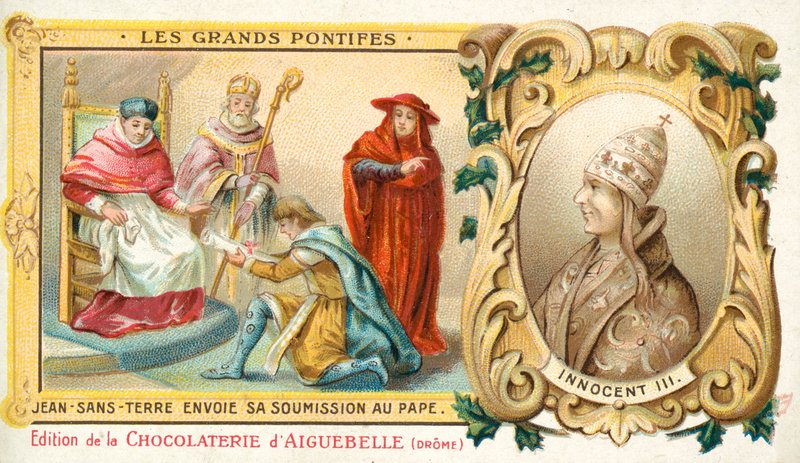 John, kung av England, skickar sin underkastelse till påven Innocentius III, 1213 av French School