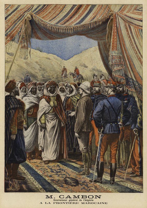 Jules Cambon, fransk generalguvernör i Algeriet, vid den marockanska gränsen, 1897 av French School