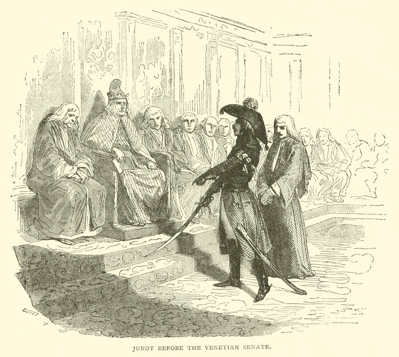 Junot inför den venetianska senaten (gravyr) av French School