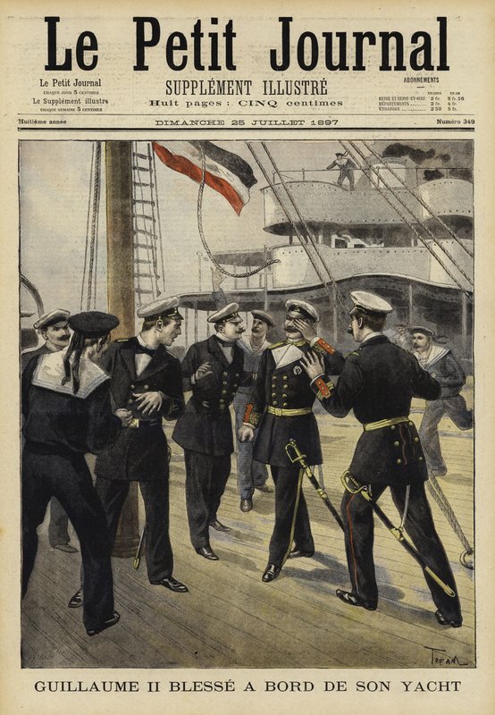 Kaiser Wilhelm II av Tyskland skadades ombord på sin yacht, 1897 av French School