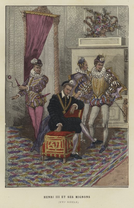 Kung Henrik III av Frankrike och hans favoriter, les Mignons, 1500-talet av French School