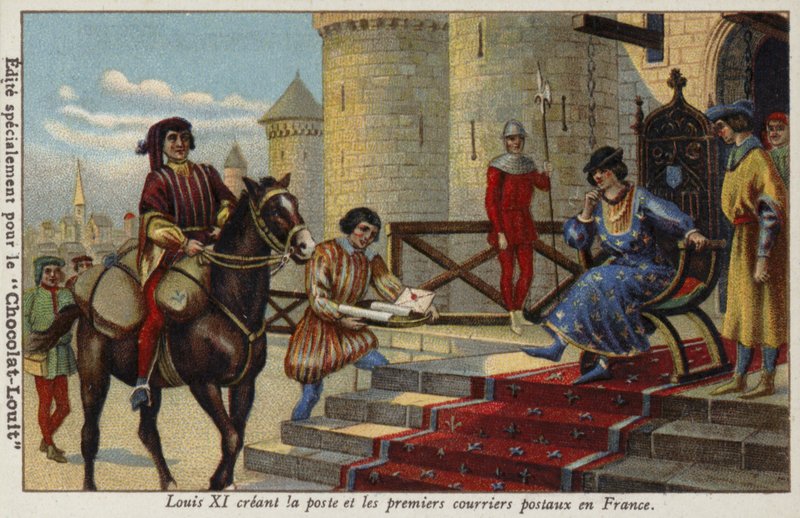 Kung Ludvig XI etablerade den första posttjänsten i Frankrike, 1464 av French School