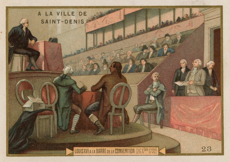 Kung Ludvig XVI av Frankrike på rättegång inför det nationella konventet, 1792 av French School