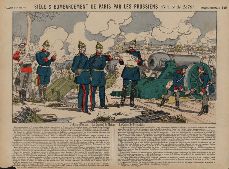 Kung Wilhelm I av Preussen, Otto von Bismarck och fältmarsha Helmuth von Moltke vid belägringen av Paris, fransk-preussiska kriget av French School