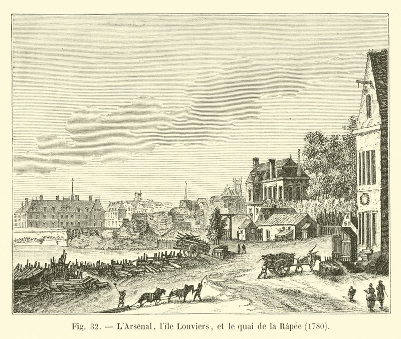 Arsenalen, Lille Louviers och Quai de la Rapee, 1780 av French School