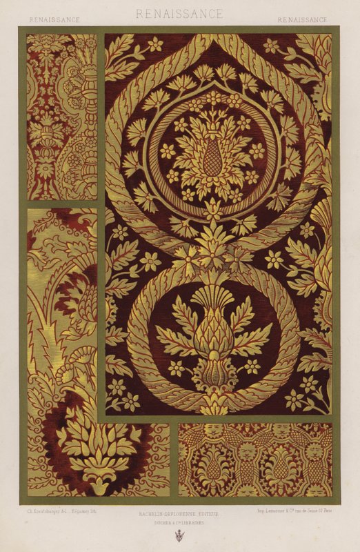 The Ornament Of Fabrics: Renaissance (färg litho) av French School