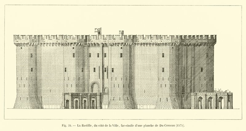 La Bastide, från stadens sida, faksimil av en tallrik av Du Cerceau, 1575 av French School