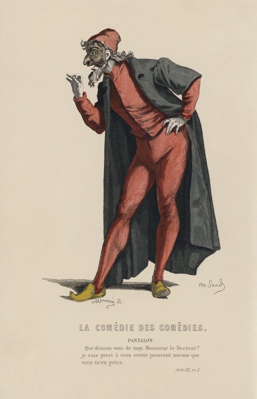 La Comedie Des Comedies, Pantalon (färgad gravyr) av French School