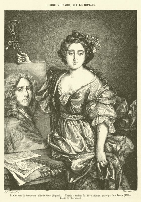Grevinnan av Feuquieres, dotter till Pierre Mignard (gravyr) av French School