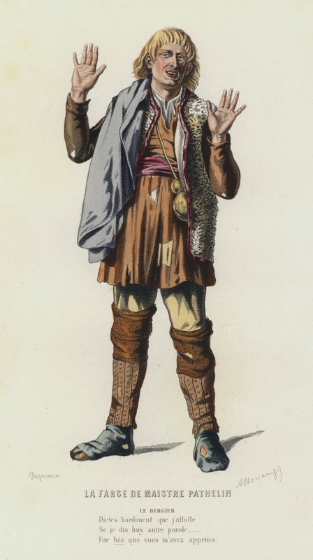 La Farce De Maistre Pathelin (färgad gravyr) av French School