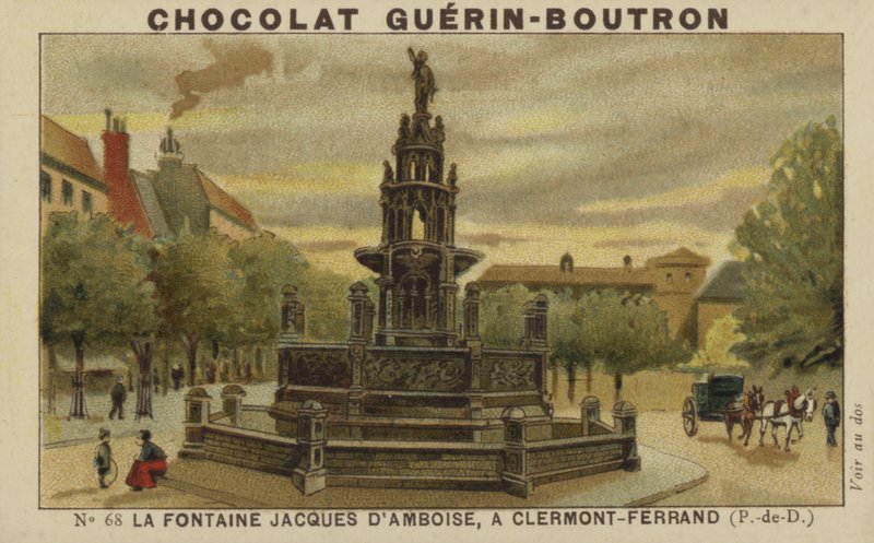 Jacques dAmboise-fontänen, i Clermont-Ferrand, Puy-de-Dome av French School