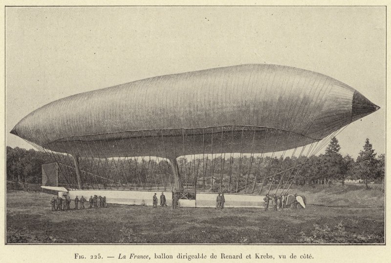 Frankrike, styrbar ballong av Renard och Krebs, sedd från sidan (gravyr) av French School