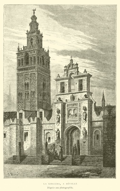La Giralda, en Sevilla (gravyr) av French School