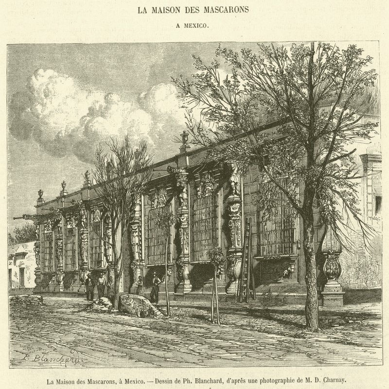 Mascaronernas hus, i Mexico City (gravyr) av French School