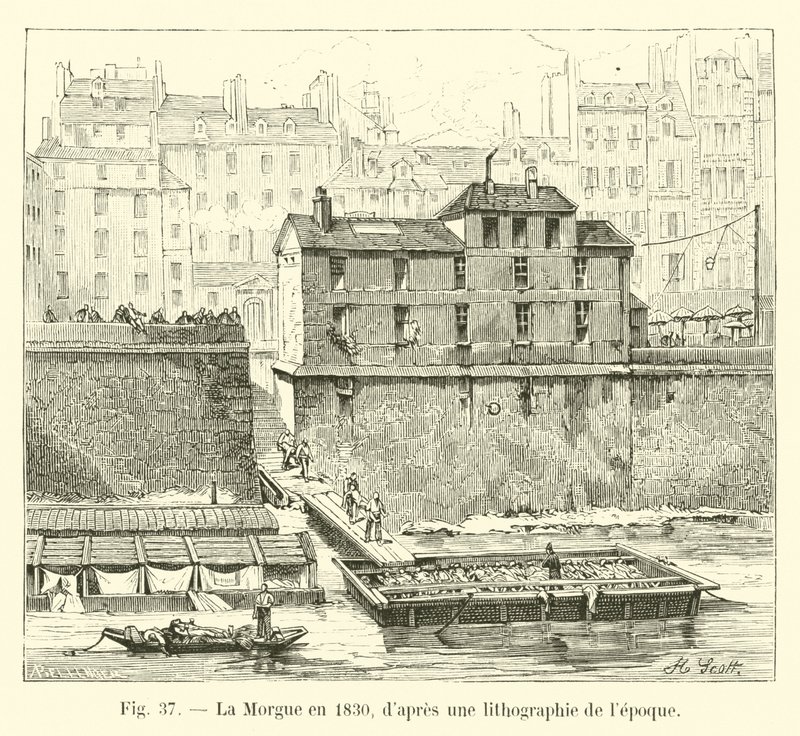 Bårhuset 1830, från en samtida litografi av French School
