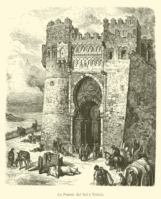 Puerta del Sol i Toledo (gravyr) av French School