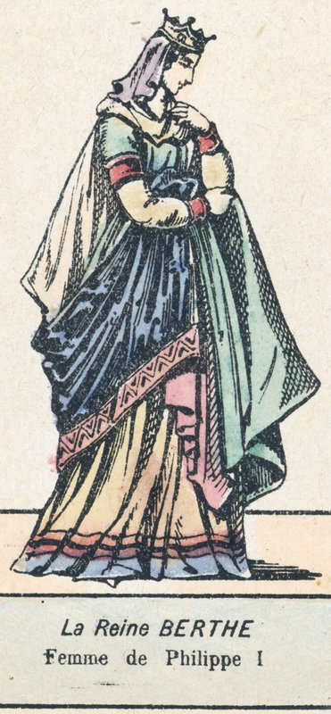 Drottning Bertha, hustru till Filip I (färgad gravyr) av French School