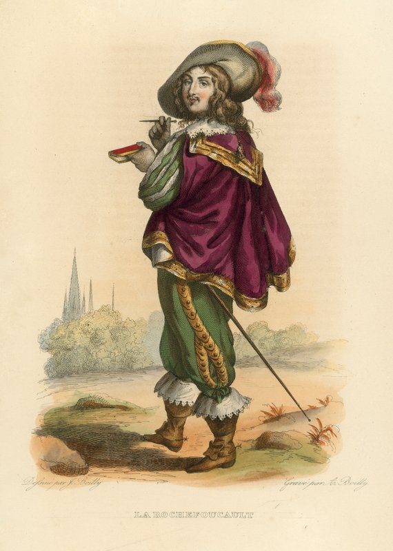 La Rochefoucauld (färgad gravyr) av French School