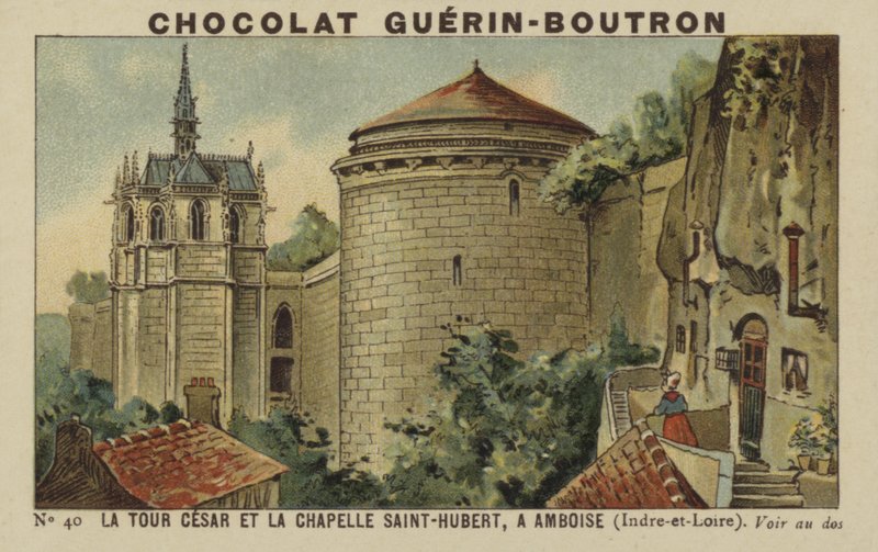 Cesar Tower och Saint-Hubert Chapel, i Amboise, Indre-et-Loire av French School