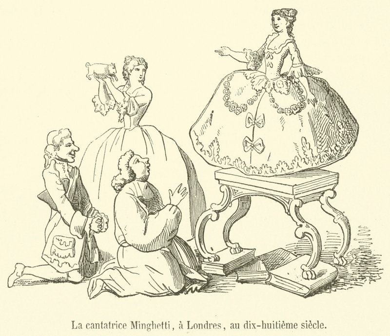 Sångaren Minghetti, i London, på 1700-talet (gravyr) av French School