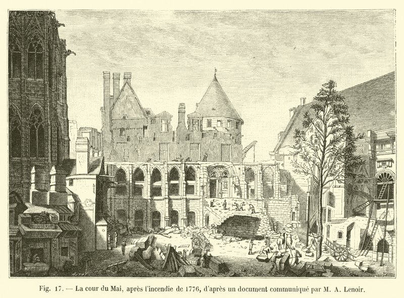 Cour du Mai, efter branden 1776, enligt ett dokument som kommunicerats av M A Lenoir av French School