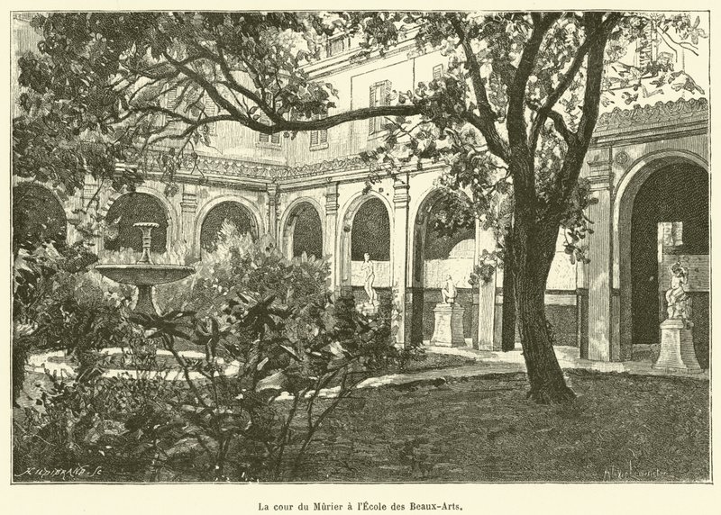 Muriers innergård vid Ecole des Beaux-Arts (gravyr) av French School