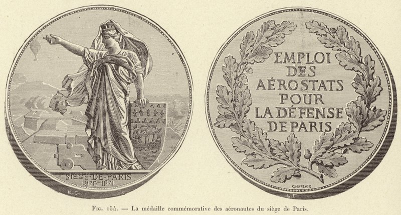 Jubileumsmedaljen för aeronauterna från belägringen av Paris (gravyr) av French School