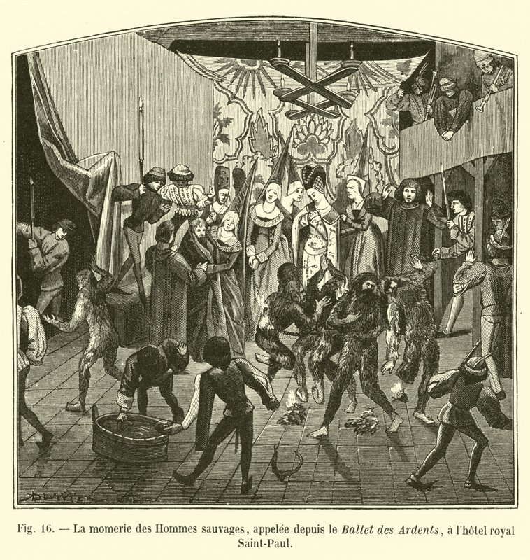The Wild Men mummery, sedan kallad Ballet des Ardents, på Royal Hotel Saint-Paul av French School