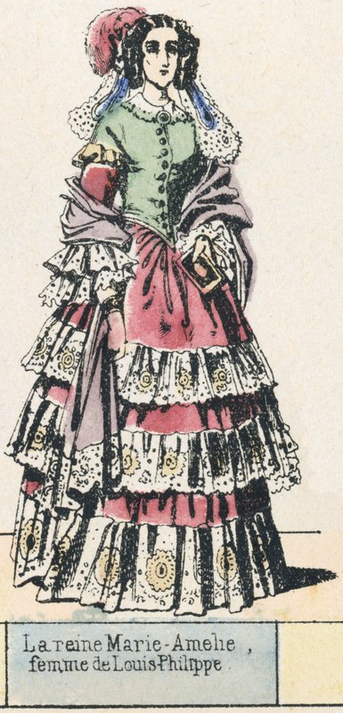 Drottning Marie-Amelie, fru till Louis-Philippe (färgad gravyr) av French School