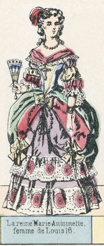 Drottning Marie-Antoinette, fru till Ludvig 16 (färgad gravyr) av French School